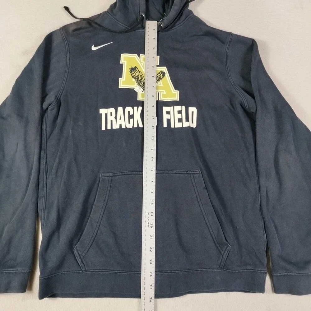 Nike Sweatshirt Club Fleece Mens Medium Black NA Track & Field Hoodie Distressed